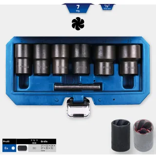 Brilliant Tools 1/2" Spiral-Profil-Stecknuss-Satz, 7-tlg, 21 - 32mm - BT026005