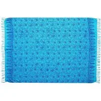 Wogeka Sarong blickdichter Sarong blau als Strandtuch Strandkleid Wickelrock