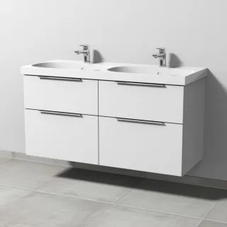 Sanipa 3way Waschtischunterbau zu Geberit Acanto Waschtisch mit 4 Auszügen, Weiß-Soft UM42043