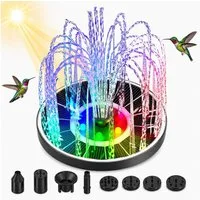 MOPUEA Gartenbrunnen Solar Springbrunnen 3,5W Mit LED Licht Für Vogeltränke Und Garten, (1 tlg), Schwimmender Solar Springbrunnen Mit 8 Düsen Für Vogeltränke, Garten