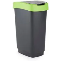 ROTHO Mülleimer TWIST Abfalleimer 50l - 2-in-1 Deckel - ideal zur Mülltrennung zuhause, Sticker-Set für Mülltrennung