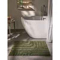 benuta Badematte Dan, Höhe 11 mm, Baumwolle, rechteckig, 100% Baumwolle, handgeknüpft, Geometrisch, Contemporary, Badezimmer