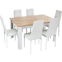 Mondeer Essgruppe Esszimmergruppe (Set, 7-tlg), mit 6 Weiß Stühlen