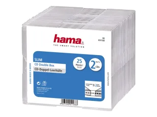 Hama Slim Jewel Case für Speicher-CD | 00051168 | Kapazität: 2 CD - durchsichtig (Packung mit 25)