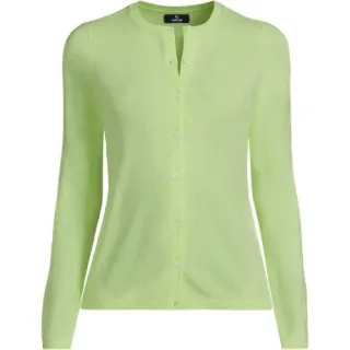 Kaschmir-Cardigan mit rundem Ausschnitt in Petite-Größe, Damen, size: petite, Blau, Kaschmir, by Lands' End