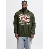 Jack & Jones PlusSize Hoodie JJELOGO SWEAT HOOD 2 COL 24/25 NOOS PLS mit Logo Frontprint
