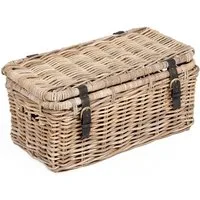 LebensWohnArt Truhe Rattan Truhe RESSY Grey ca. L60cm Couchtisch