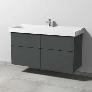 Sanipa 3way Waschtischunterbau zu Geberit Xeno2 Waschtisch mit 4 Auszügen, Anthrazit-Matt SM66422