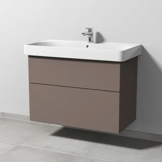 Sanipa 3way Waschtischunterbau zu Geberit Smyle Square Waschtisch mit 2 Auszügen, Taupe-Matt SP6711T