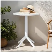 IDIMEX Gartentisch LUZ, runder Balkontisch 60cm, kleiner Outdoor Tisch aus Polypropylen weiß
