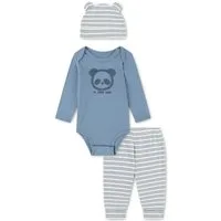 HUGGIES babywear Strampler, Jäckchen & Mütze HUGB BODYSUIT PANT SET + ATTAC (Packung, 3-tlg)