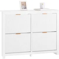 SoBuy Schuhschrank FSR186 Schuhkipper mit 4 Klappen Schuhschrank schmal Schuhregal Schuhkommode