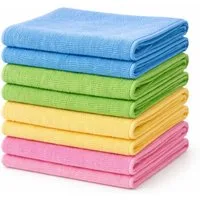 BAYLI 8er Set Mikrofasertücher 38x38 cm 210g/m² Trockentuch 4 Farben je 2 Reinigungstuch