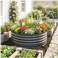 Outsunny Hochbeet aus Stahl, stapelbar, steckbar (Pflanzkasten, 1 St., Gemüsebeet), Gemüsebeet für Garten Balkon Terrasse, für Blumen, Pflanzen