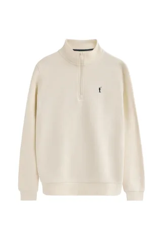 Sweatshirt ecru mit halbem Reißverschluss und Rigby Go-Logo