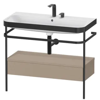 Duravit Happy D.2 Plus c-bonded Set mit Metallkonsole und Schubkasten Leinen Matt 975x490x850 mm - H HP4743E7575