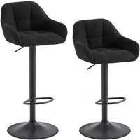 Woltu Barhocker (2 St), höhenverstellbar drehbar, Chenille Cord Metall