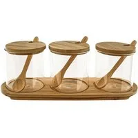 Mulex Vorratsglas Vorratsbehälter aus Glas mit Holzplatte, Holzdeckel & Holzlöffel