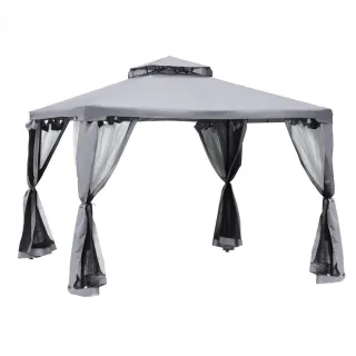 Outsunny Gartenpavillon, Hellgrau, Textil, 294x265x294 cm, Sonnen- & Sichtschutz, Pavillons & Pergolas, Pavillons