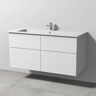Sanipa 3way Keramik-Set Venticello Keramik-Waschtisch und Unterbau mit 4 Auszügen, Weiß-Soft SM32743
