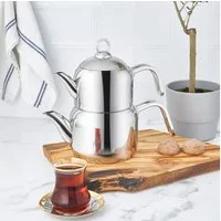 Karaca Teekanne Karaca Manes Mini Edelstahl-Teekannen-Set, 2.1L, Induktionsgeeignet