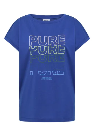 CECIL - T-Shirt mit Boat Neck und Frontprint deep river blue - Gr. - M