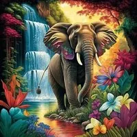 Rötting Design Malen nach Zahlen Diamond Painting Set 5d DIY Motiv Elefant im Urwald (Komplett-Set), Diamond Painting Vollbild, Lieferung enthält alle Utensilien