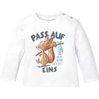 MoonWorks Body Baby Langarm-Shirt 1. Geburtstag mit Spruch Ich bin jetzt Eins, Zwei