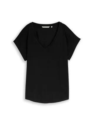Denim Tom Tailor - T-Shirt mit V-Ausschnitt deep black - Gr. - S