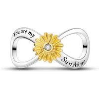 PANDACHARMS Bead Infinity Sunshine Charm für Charm Armband, 925er Silber, Zirkonia
