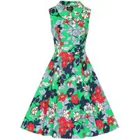 Hearts & Roses London A-Linien-Kleid Emerald Botanica Floral Vintage Retro 50er
