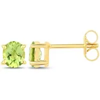 Vira Jewels Paar Ohrstecker 925-Sterling Silber vergoldet Glänzend Peridot grün