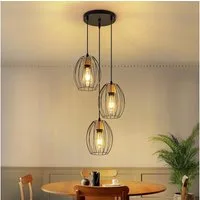 ZMH Pendelleuchte Hängeleuchte Esstisch - Esstischleuchte, sandfarben, Metall, E27, Esszimmerlampe Schwarz Küchenlampe (ohne Leuchtmittel)