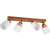 Reality Leuchten LED Deckenstrahler, Dimmfunktion, LED wechselbar, warmweiß, innen, Holz-lampe 4 Spots, Deckenleuchte Treppenhaus & Ankleidezimmer