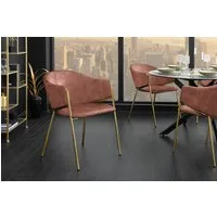 riess-ambiente Esszimmerstuhl NOBLESSE rosé / gold - Samt, Metallgestell, Retro, mit Armlehnen (Einzelartikel, 1 St), halbrunder Stuhl - ideal für Küche, Ess-, Arbeits-. Wohnzimmer & Büro