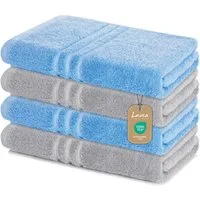 Lavea Duschtücher 4er Set Duschtuch 70 x 140 cm, Elena Frottee Handtücher, (Set, 4-St), Dusch-Handtuch, 500 g/m² Frottier, weich & saugstark, pflegeleicht