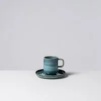 Gipfelstück Espressotasse Tiefer See, 8-tlg., Steinzeug, Scandi-Style, glänzende Reaktivglasur, jedes Stück ein Unikat