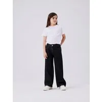 Name It Weite Jeans NKFROSE für Mädchen mit weitem Bein und klassischem Sitz normal, Denim, Abriebeffekte, Reißverschluss