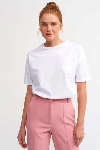 Damen Baumwolle Rundhalsausschnitt T-Shirt