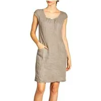 Caspar Sommerkleid SKL018 knielanges Damen Sommer Leinenkleid mit Perlmutt Knöpfe Dekor figurumspielender Schnitt, luftig leicht, angenehm kühlend