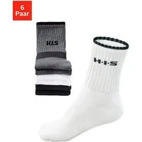 H.I.S Sportsocken Tennissocken Damen Herren Laufsocken (Packung, 6-Paar, Crew Socks Gr. 35-38 bis 47-48) mit Frottee & verstärkten Belastungszonen