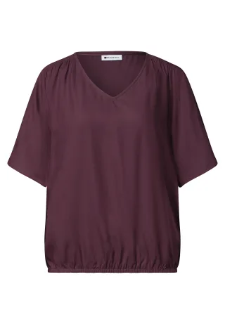 Street One - Kurzarm Blusenshirt mit V-Neck rustic rouge - Gr. - 40