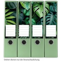 itenga Etiketten itenga 12er Set Ordneretiketten als Panorama Motiv Dschungel Blätter -