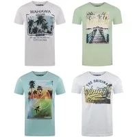 riverso T-Shirt Herren Printshirt RIVLukas 4er Pack Regular Fit (Vorteilspack, 4-tlg) Kurzarm Tee Shirt mit Rundhalsausschnitt aus 100% Baumwolle