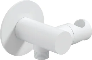 Neuesbad Serie 600 Wandanschlussbogen mit verstellbarem Brausehalter, rund, weiss matt NB1NQS_A57K1