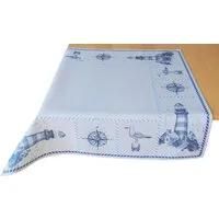 matches21 HOME & HOBBY Tischdecke Tischdecke CARA Leuchtturm & Möven maritim Polyester 85 x 85 cm (1-tlg), Pflegeleicht & waschbar bei 30 °C