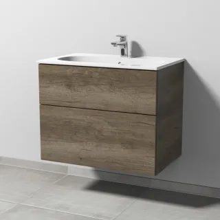 Sanipa 3way Waschtischunterbau zu Geberit Acanto Slim Waschtisch mit 2 Auszügen, Eiche-Nebraska SM41137