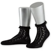 Lusana Trachtensocken Trachtensocken - AJOUR II - schwarz, weiß