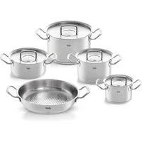 Fissler Topf-Set ORIGINAL-PROFI COLLECTION® Edelstahl-Topfset, Edelstahl 18/10 (9-tlg., Bratentopf 20 cm, je 1 Fleischtopf 16/20/24 cm, Servierpfanne 28 cm), mit breitem Schüttrand, Kaltmetallgriffen. Made in Germany