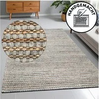 OTTO home Wollteppich Leevy, Wolle und Jute, handgewebt, Handweb Teppiche, rechteckig, Höhe: 25 mm, schöne Streifenoptik, Wohnzimmer, Schlafzimmer, Esszimmer
